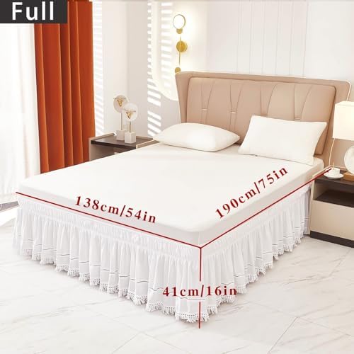 White Bed Skirt with 16 Inch Drop and Dust Ruffle