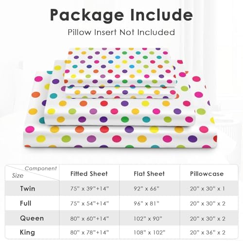 Pamnest Full Size Bed Sheet Sets with Retro Polka Dots