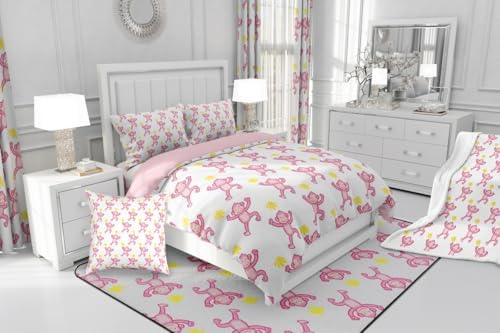 Feelyou Pink Monkey Bed Sheets Set Queen Size