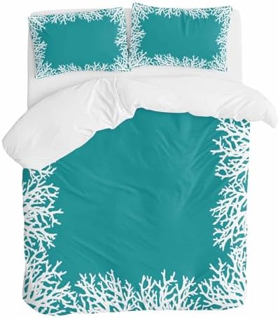 ZOE GARDEN Auqa Coastal Coral Duvet Cover Set
