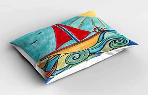Ambesonne Art Pillow Sham - Ocean Sun Ship Girls Picture 36 X 20