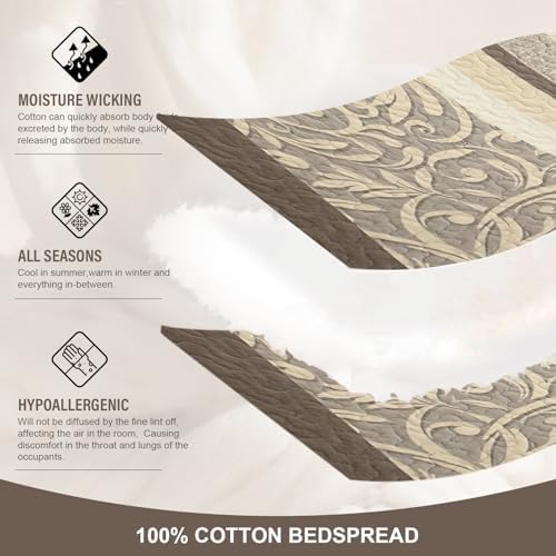 FineStichery Lightweight King Bedspread Set 3 Piece