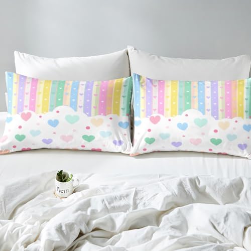 Feelyou Rainbow Heart Sheet Set 4Pcs Queen Size