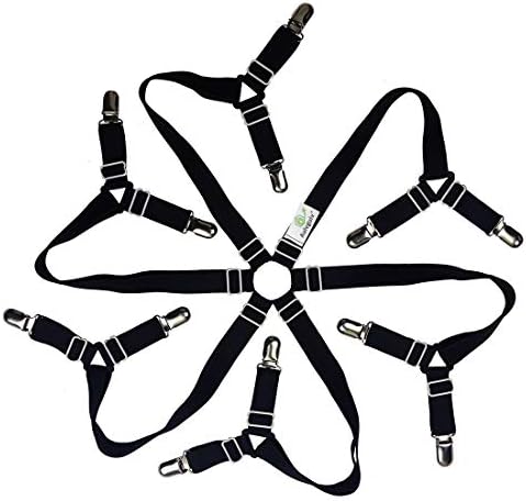 Adjustable Elastic Fitted Sheet Straps for Round and Square Mattresses Black