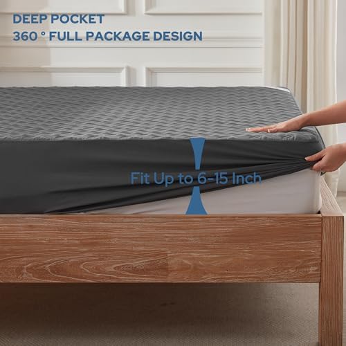 BEDLORE Waterproof Mattress Protector with Deep Pocket Gray