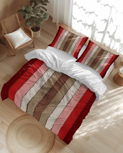 ZOE GARDEN Red Pink Duvet Cover Set 3 Pieces 1