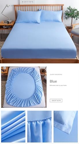 CSHWXY Fitted Sheet with Elastic Bands 180x200cm Blue