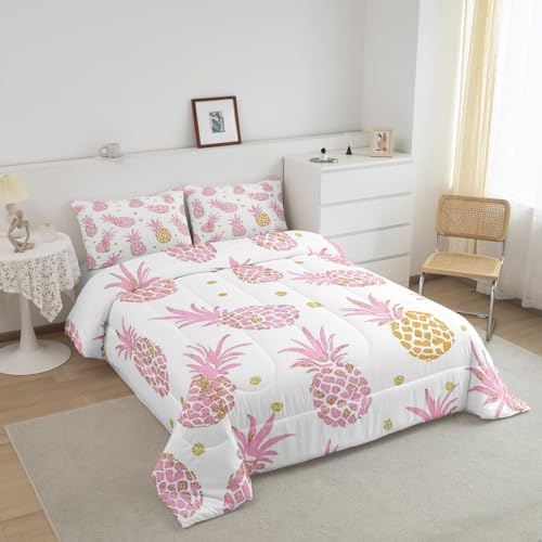 Erosebridal Pink Pineapple Comforter Set Full Size 1