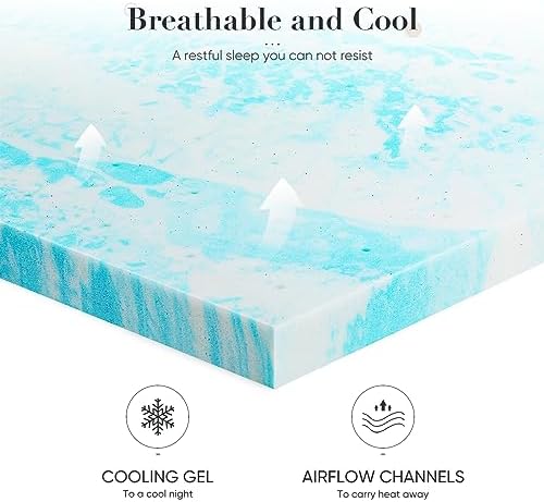 DUMOS Memory Foam Mattress Topper Queen 2 Inch Gel Infused