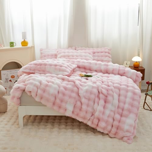 Chovy Kids Girls Rabbit Plush Comforter Set 3PC