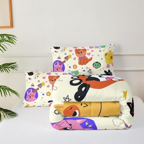 Cat and Dog Comforter Set for Kids Bedroom