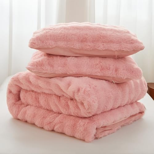 Roscloud Rabbit Plush Comforter Set Twin Full 3PC