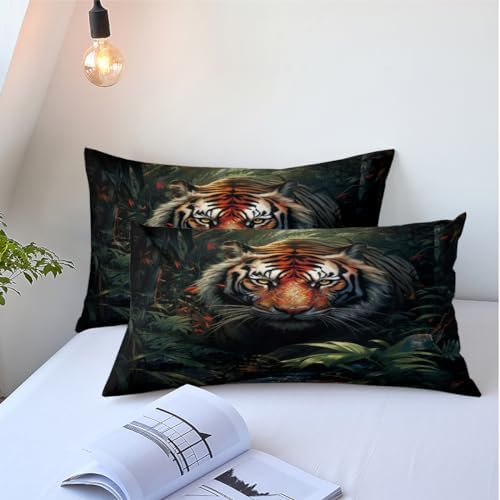 Black Tiger Print Twin Bedding Set for Kids