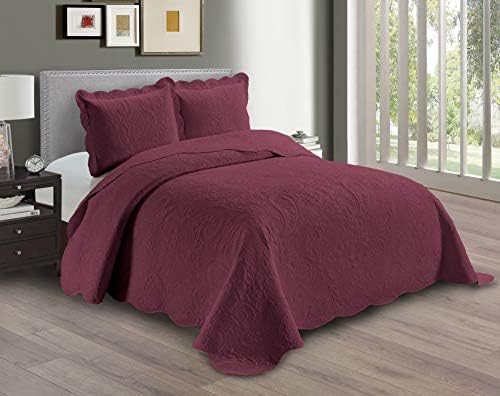 Linen Plus Embossed Coverlet Set - KingCalifornia King