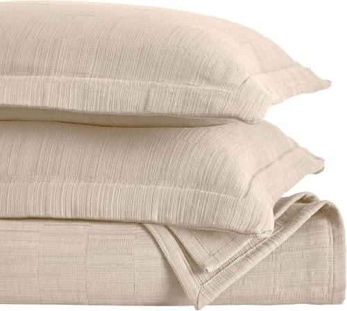 HOMECITY 3-Piece Bedspread Set 100 Cotton Beige Full