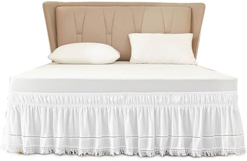 White Bed Skirt with 16 Inch Drop and Dust Ruffle