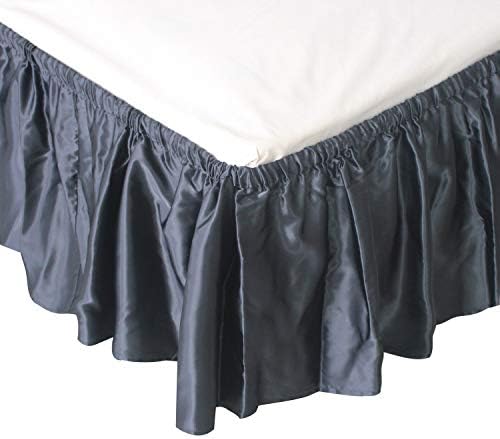 Gireshome Hotel Bed Skirt Faux Silk Ruffler Black 14 Drop