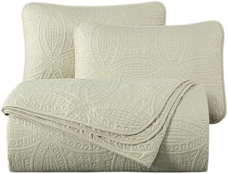 Chezmoi Austin Queen 3-Piece Bedspread Set Tan