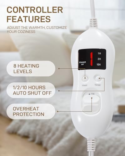 SOHTOPHO Queen Size Electric Heated Mattress Pad with Dual Control