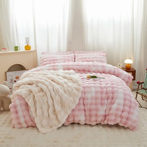 Chovy Kids Girls Rabbit Plush Comforter Set 3PC