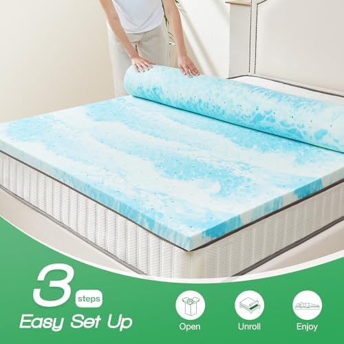 Sweetcrispy King Mattress Topper 3 Inch Cooling Gel Foam