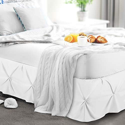 Nestl White Full Bed Skirt with Pinch Pleats