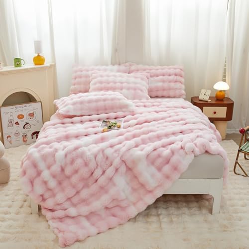 Chovy Kids Girls Rabbit Plush Comforter Set 3PC