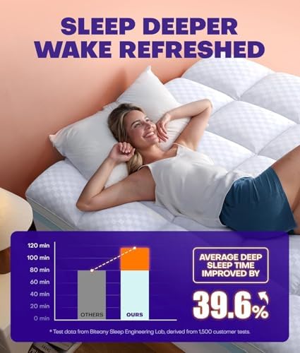 Biteany Dual Layer Mattress Topper for Pressure Relief and Support