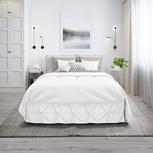 Nestl White Full Bed Skirt with Pinch Pleats
