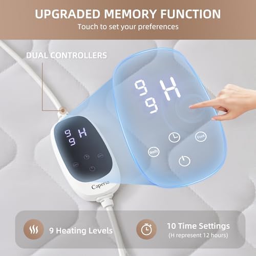 Caperia Heated Mattress Pad with 9 Heat Settings