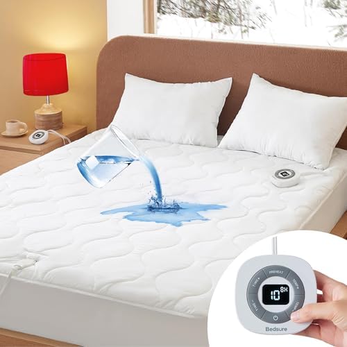 Bedsure Heated Mattress Pad Queen - 10 Heat Settings Waterproof Dual Controller