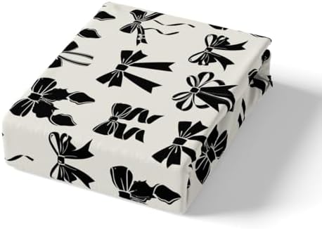 Feelyou Bow Bed Sheet Set Queen Size Black Bow Fitted Sheet