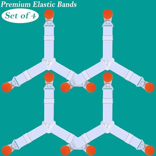 Tuyeabc Heavy Duty Adjustable Sheet Straps with Clips