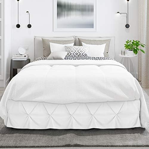 Nestl White Full Bed Skirt with Pinch Pleats