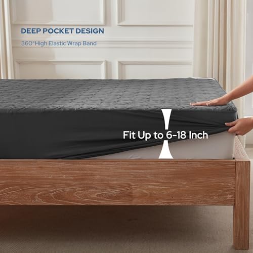 BEDLORE Waterproof Mattress Protector California King 72x84 6-18 Depth Gray