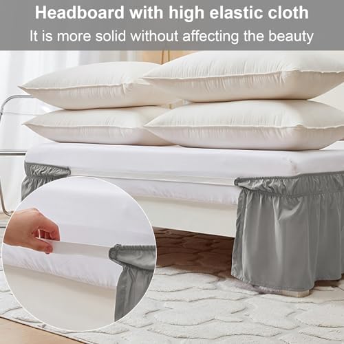 Adjustable Elastic Bed Skirts with Ruffles - Light Grey Twin