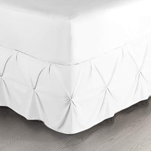 Nestl White Full Bed Skirt with Pinch Pleats