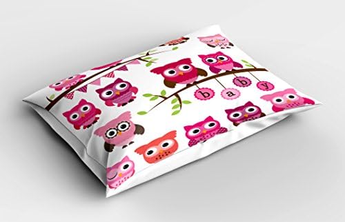 Ambesonne Cartoon Pillow Sham - 36 x 20 Inches Purple Brown Pink