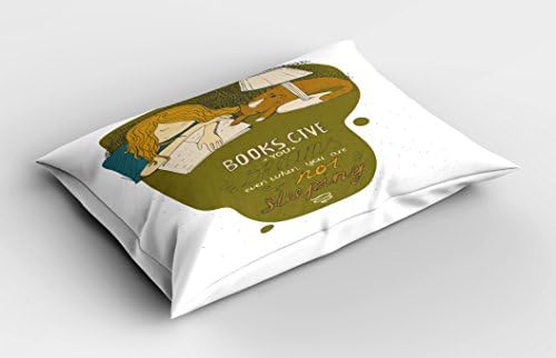 Ambesonne Book Pillow Sham Girl and Cat Illustration 36 x 20