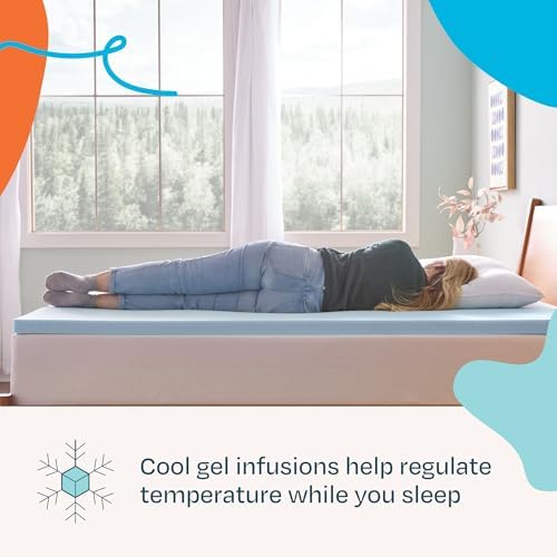 Linenspa Memory Foam Mattress Topper 2 Inch Gel Infused Cooling Pressure Relieving