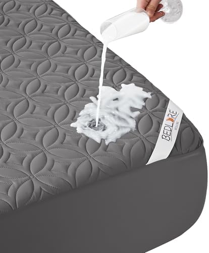 BEDLORE Waterproof Mattress Protector Full Size 6-15 Depth Gray