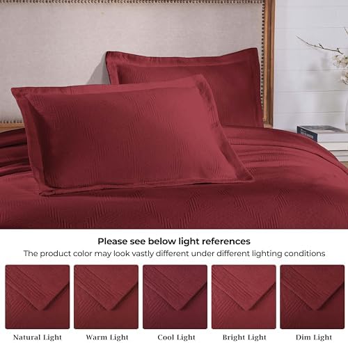 Superior Cotton Bedspread Set Queen Garnet