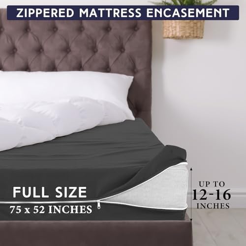 HunnmingRe Zippered Mattress Protector Deep Microfiber Fitted Sheet Cover