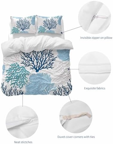 ZOE GARDEN Navy Blue Queen Duvet Cover Set 3 Pc