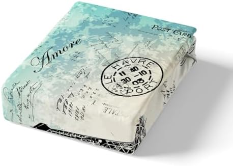 Feelyou Eiffel Tower Fitted Sheet Bedding Set Queen Size