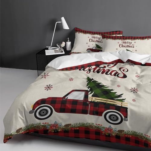 LooPoP Christmas Comforter Set California King Red Plaid