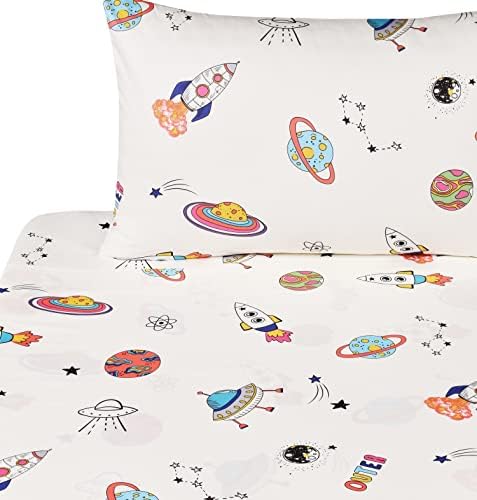 Outer Space Rocket Kids Bedding Set 3 Piece Cotton