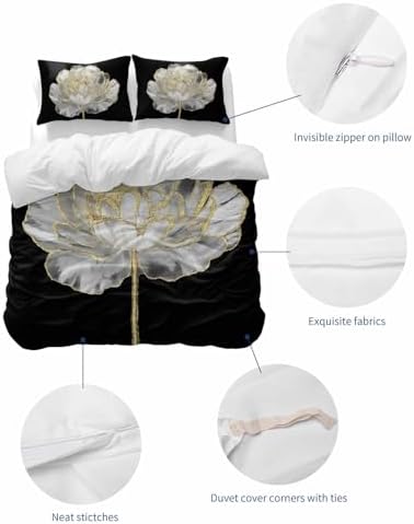 ZOE GARDEN Black Bed Duvet Cover Set 3 Piece
