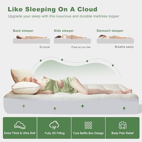 BEDLORE Queen Mattress Topper Bamboo Viscose