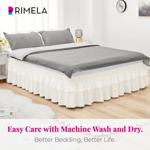 RIMELA Ivory Ruffle Bed Skirt 14 Inch Drop